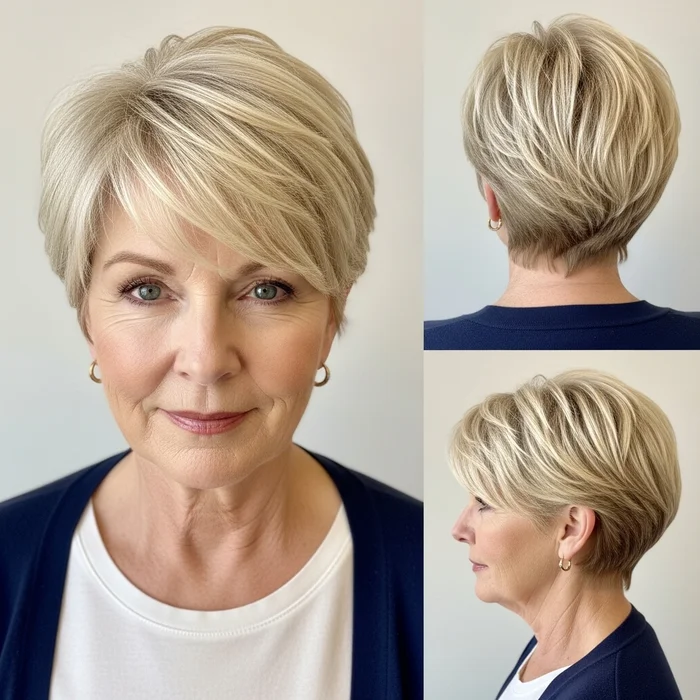 Blonde Cropped Pixie with Short Sides