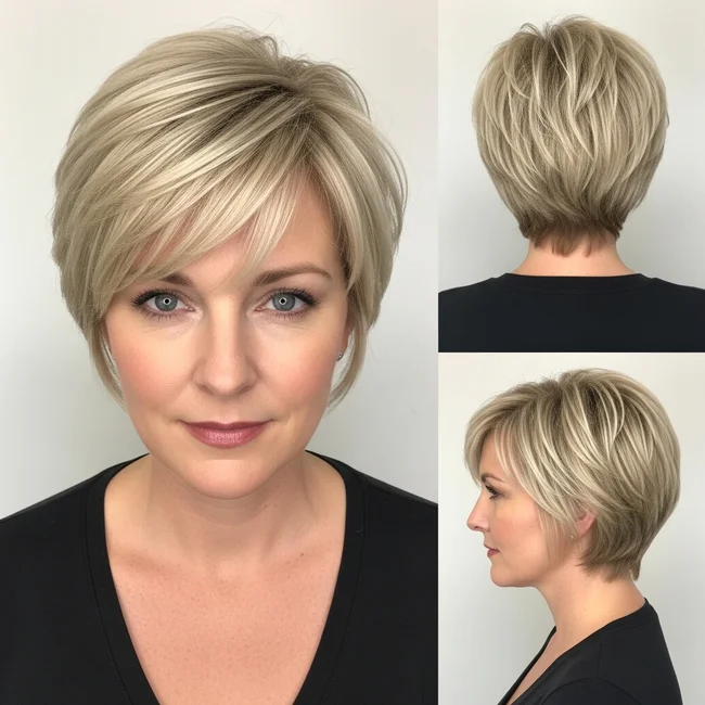 Blonde Pixie haircut short Fine Hair