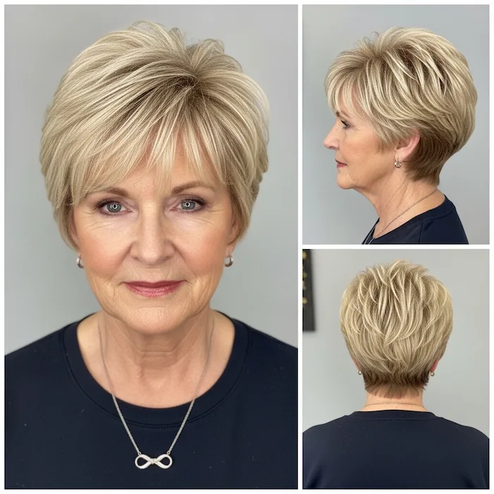 Blonde Pixie with Long Top