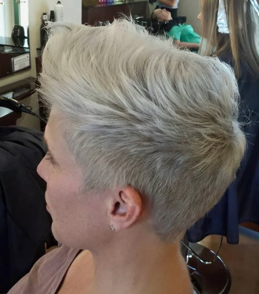Bold Platinum Pixie with High Volume Top