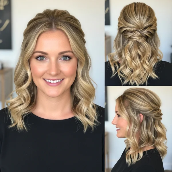 Bridesmaid Half-Up Medium Hair