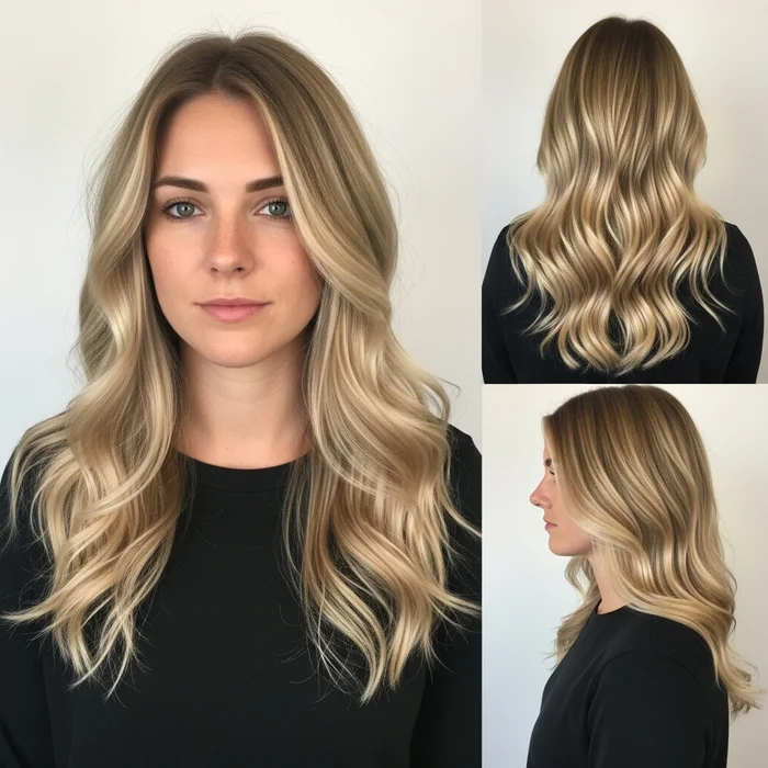 Bronde Balayage Waves With Blonde Highlights