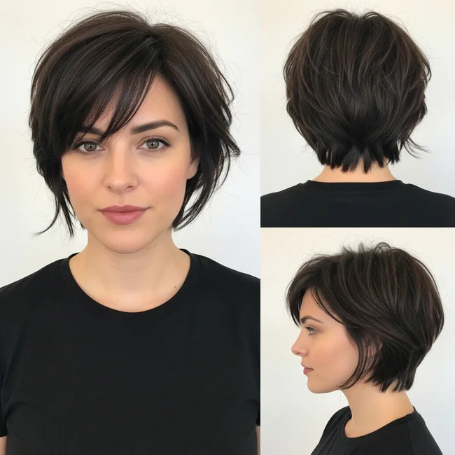 Brunette Short Choppy Haircut