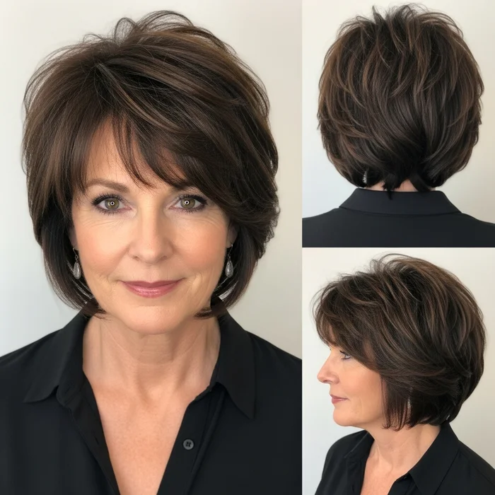 Brunette Short Choppy Layers