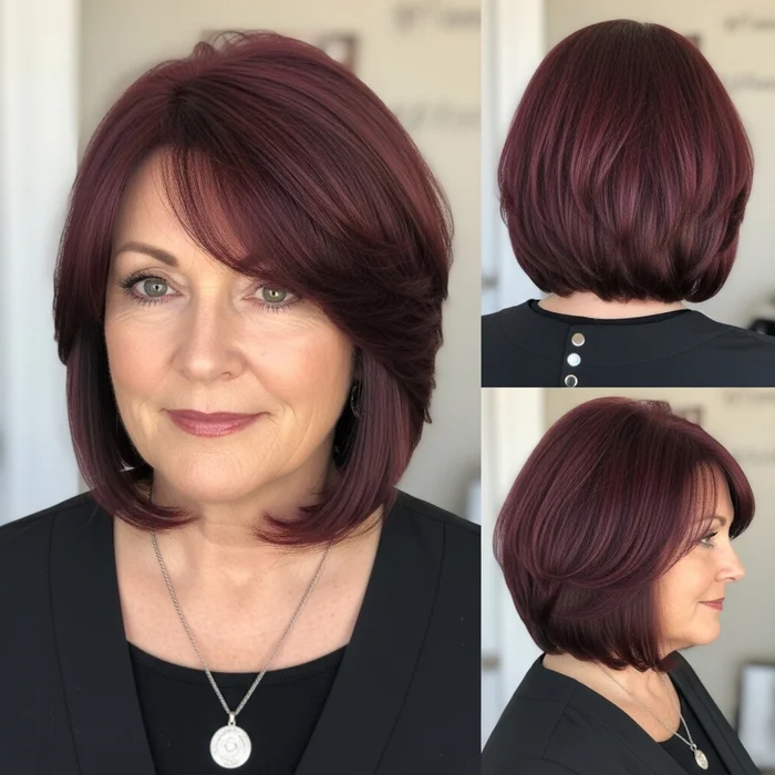 Burgundy Layered Bob