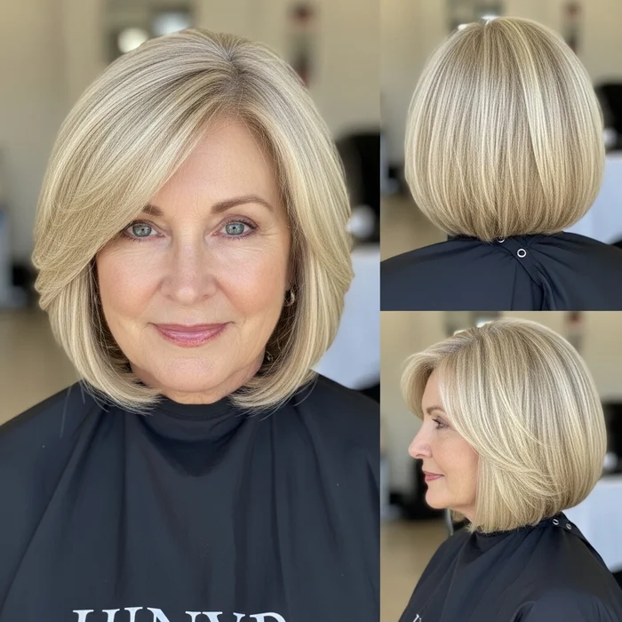 Buttery-Blonde Sleek Bob for Women Over 50