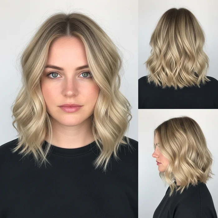 Buttery Blonde Wavy Bob