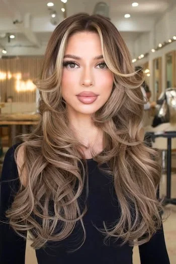 Caramel Bronde Layers with Voluminous Flow