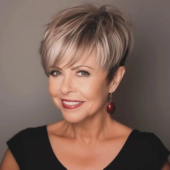 Chic Voluminous Pixie Cut with Sweeping Bangs