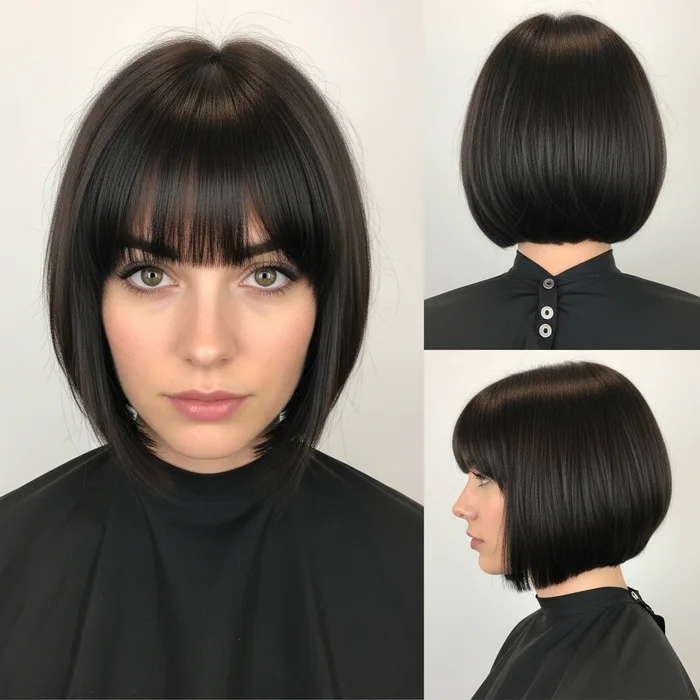 Chin-Length Blunt Bob with Bangs