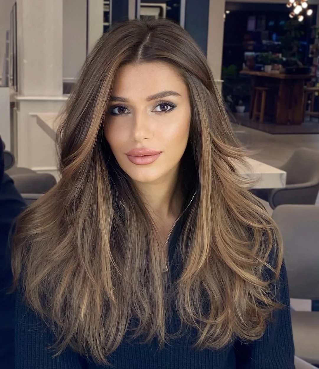 Chocolate Brown Layers with a Soft Voluminous Finish
