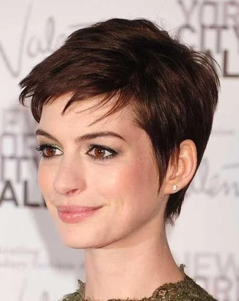 Classic Brown Pixie with Wispy Textured Fringe