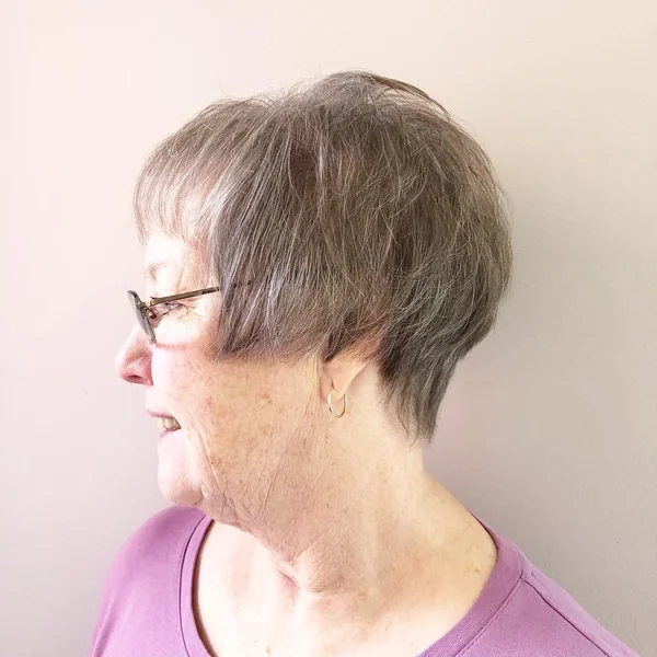 Classic Gray Tapered Short Crop with Smooth Bangs