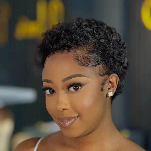 Coiled Pixie Cut with Laid Edges Detail