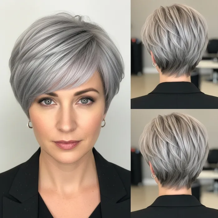 Cool-Toned Silver Pixie for Fine Hair
