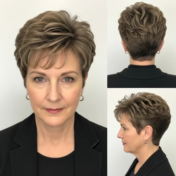 Cropped Curly Pixie with Fade
