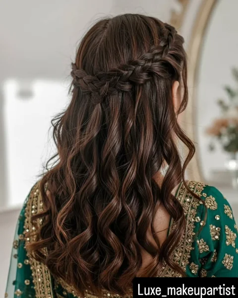 Crown Braid Half-Up Style for Long Wavy Hair