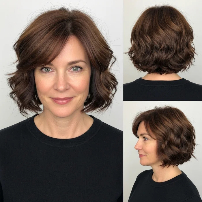 Curled Chin-Length Bob