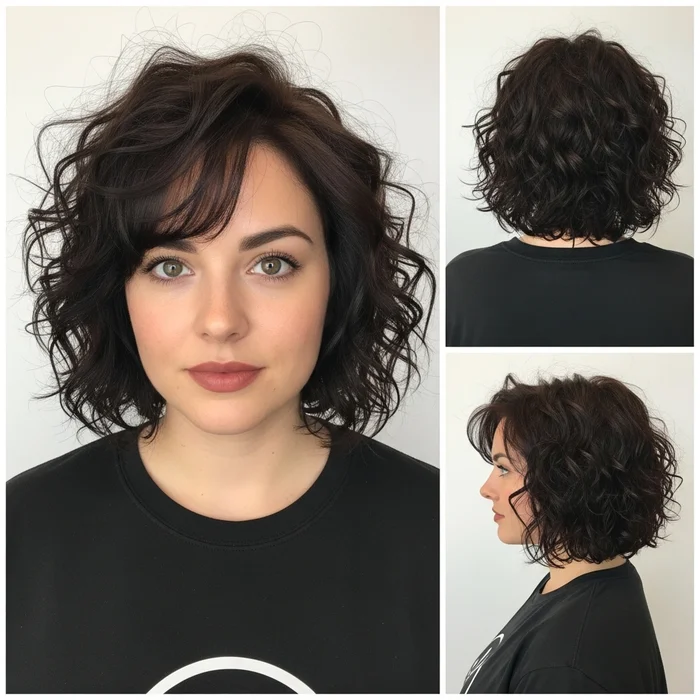 Curly Angled Bob