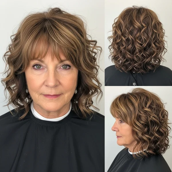 Curly Bangs Style For Older Women