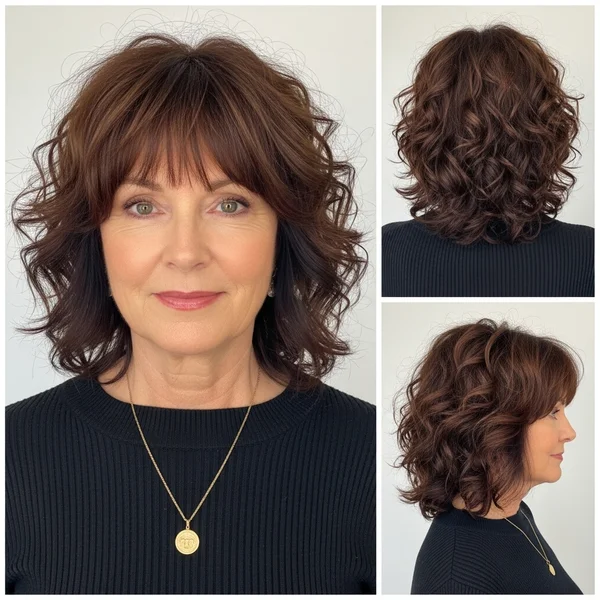Curly Bangs Style For Women Over 50
