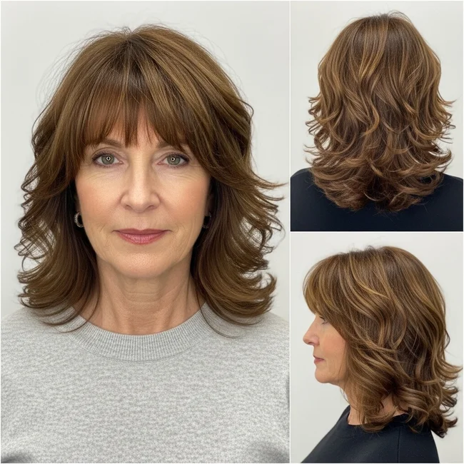Curly Shag with Bangs