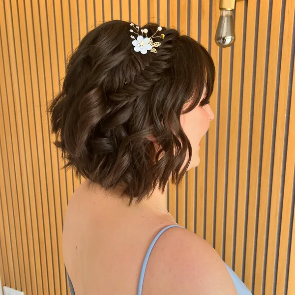 Dark Chocolate Wavy Bob with Braided Detail
