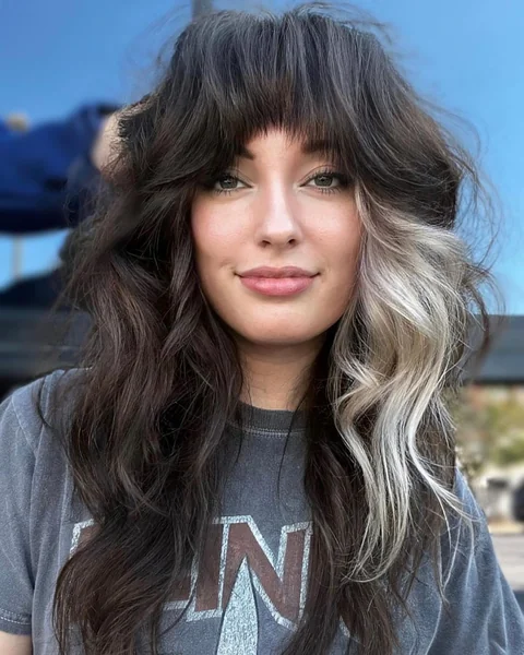 Dark Wavy Shag with Bold Blonde Money Piece