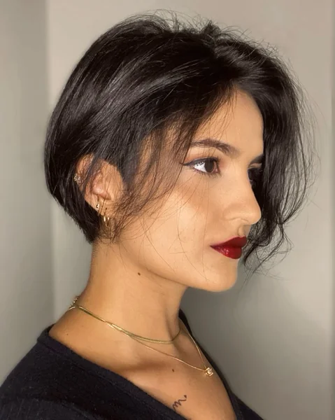 Deep Brunette Graduated Pixie Bob with Volume