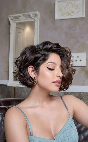 Deep Waved Chocolate Bob with Side Part