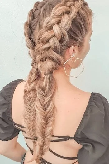 Double Dutch Braids into Fishtail Ends