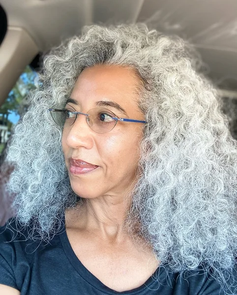 Dramatic Long Silver Volume with Natural Coils