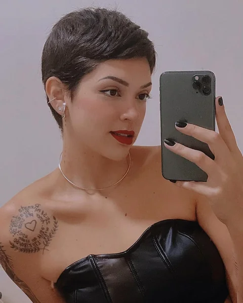 Edgy Dark Pixie with Forward-Swept Fringe