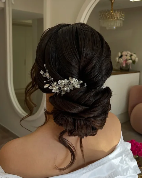 Elegant Twisted Low Bun for wedding