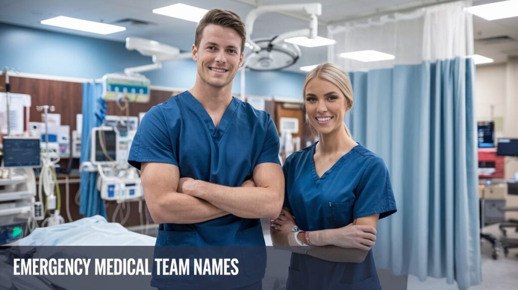 A list of  emergency medical teams, showcasing teamwork and quick response in healthcare settings.