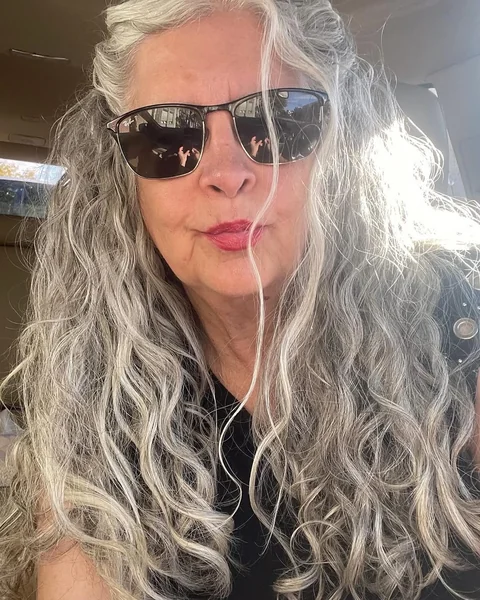 Extra Long Silver Waves: Naturally Textured Gray Hair