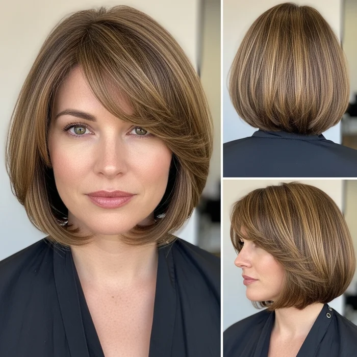 Feathered Bob With Side-Swept Bangs