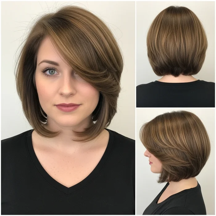 Feathered Bob With Swooping Layers