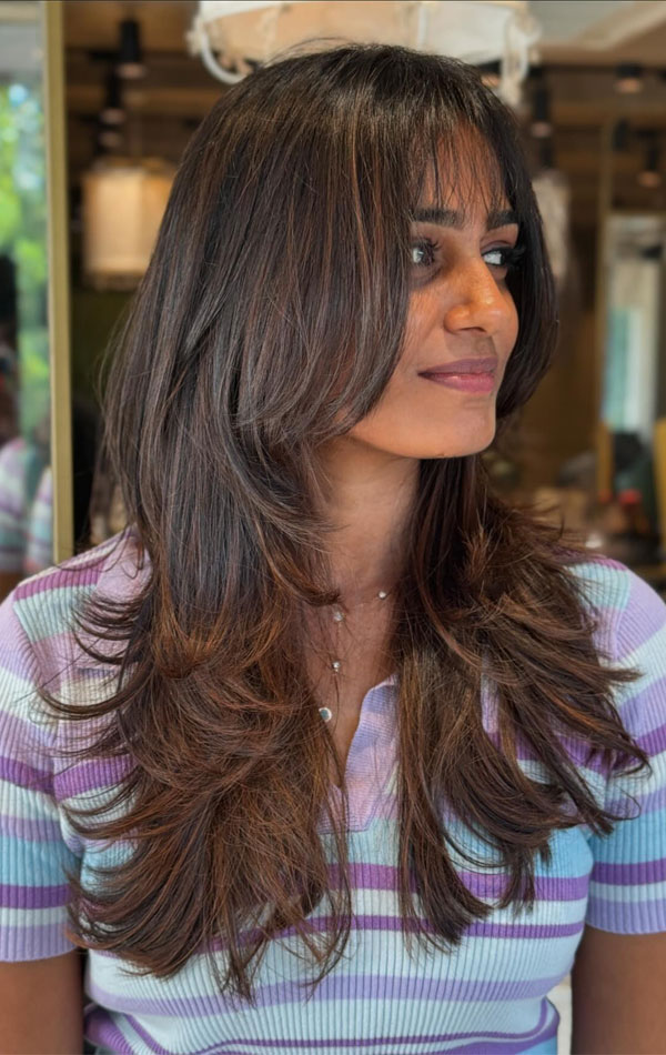 50 Trendsetting Short Layer Cuts on Long Hair : Feathered Chestnut ...