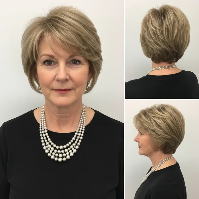 Feathered Cropped Wedge For Hairstyle