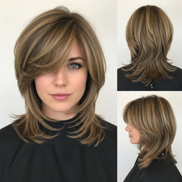 Feathered Lob With Long Side Bangs
