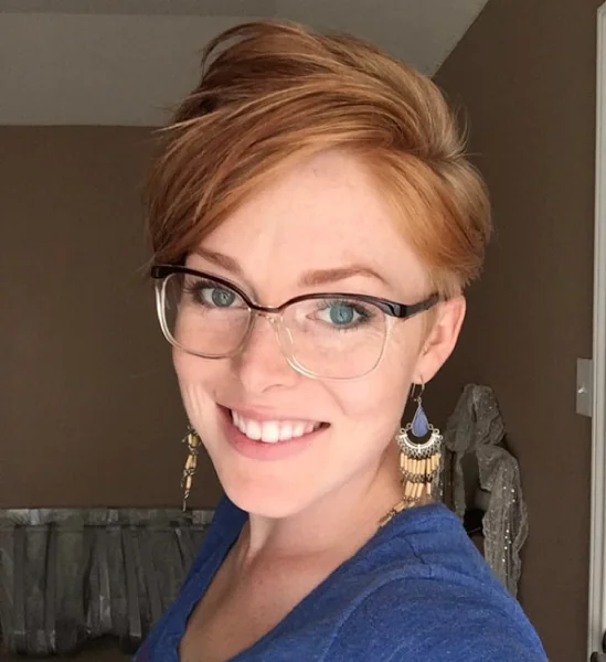 Fiery Copper Pixie with Textured Side-Swept Volume