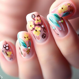 Floral nail art design Floral nail art design