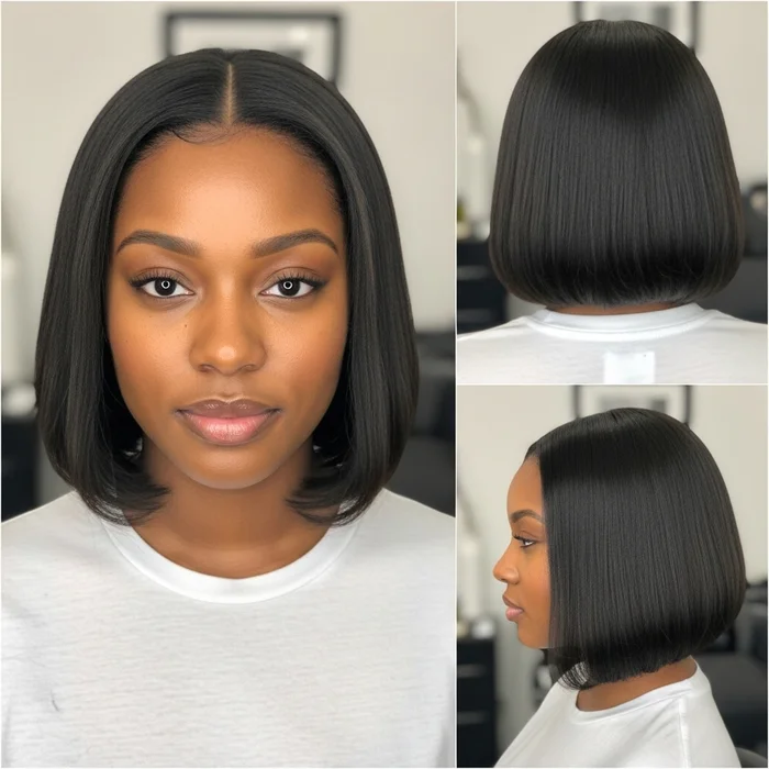 French Bob Haircut Black Woman