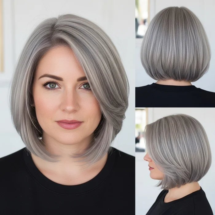 French Bob Haircut Grey Hair