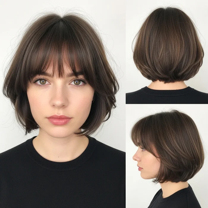 French Bob Haircut With Bangs Round Face