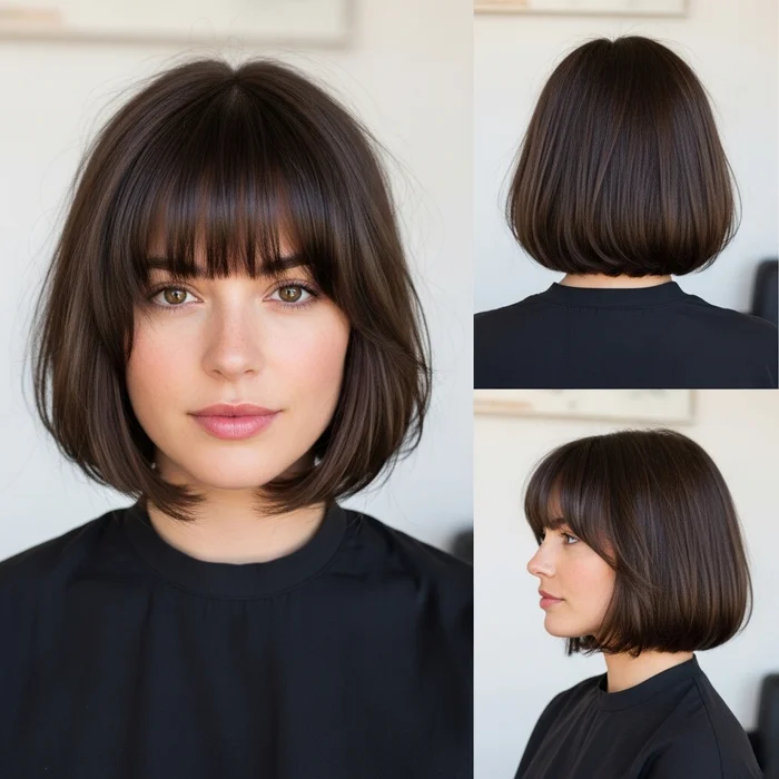 French Bob Haircut With Curtain Bangs