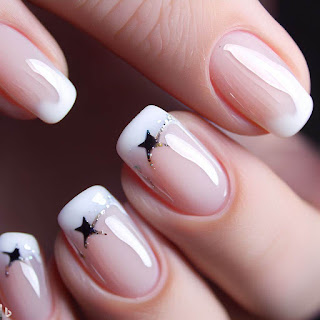 French Star manicure nail art design French Star manicure nail art design