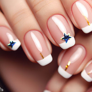 French Star manicure nail art design French Star manicure nail art design