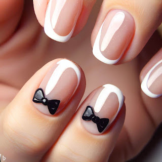 French bowtie manicure nail art design French bowtie manicure nail art design